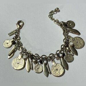 White House Black Market Talisman Coin Beaded Charm Bracelet Cottagecore Gypsy